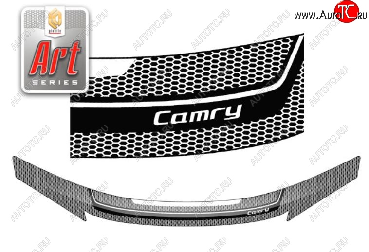 2 399 р. Дефлектор капота (Euro) CA-Plastiс  Toyota Camry  XV50 (2011-2014) дорестайлинг (Серия Art белая)  с доставкой в г. Майкоп