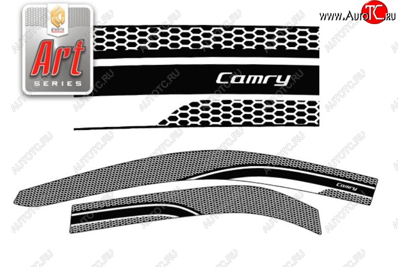 2 299 р. Дефлектора окон (EURO) CA-Plastic  Toyota Camry  XV50 (2011-2014) дорестайлинг (Серия Art графит, Без хром.молдинга)  с доставкой в г. Майкоп