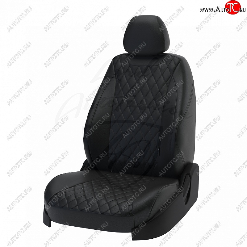 19 649 р. Чехлы для сидений Lord Autofashion Байрон (экокожа) Toyota Camry XV50 дорестайлинг (2011-2014) (Чёрный, вставка чёрная, строчка чёрная)  с доставкой в г. Майкоп
