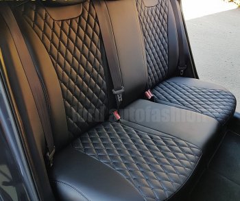 19 649 р. Чехлы для сидений Lord Autofashion Байрон (экокожа) Toyota Camry XV50 дорестайлинг (2011-2014) (Чёрный, вставка чёрная, строчка чёрная)  с доставкой в г. Майкоп. Увеличить фотографию 4