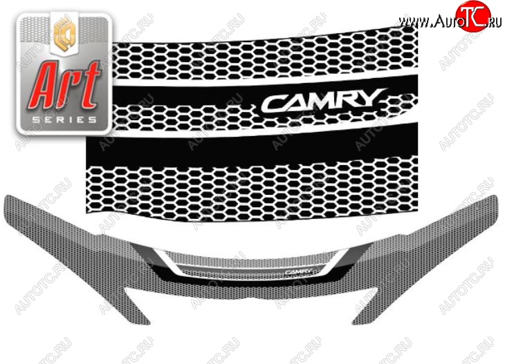 2 599 р. Дефлектор капота CA-Plastiс  Toyota Camry  XV30 (2001-2004) дорестайлинг (Серия Art серебро)  с доставкой в г. Майкоп