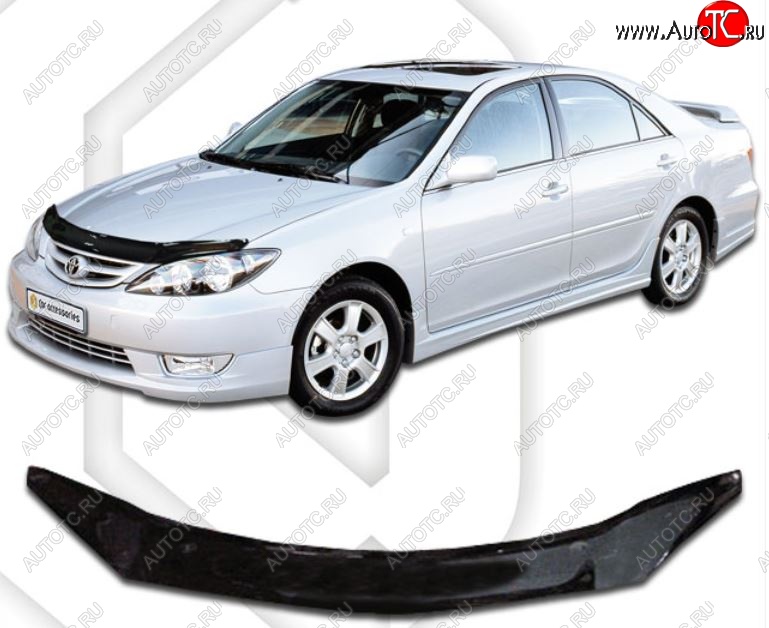1 999 р. Дефлектор капота CA-Plastiс  Toyota Camry  XV30 (2004-2006) рестайлинг (Classic черный, Без надписи)  с доставкой в г. Майкоп