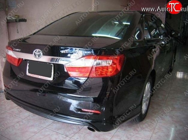 3 789 р. Накладка на задний бампер CT Toyota Camry XV50 дорестайлинг (2011-2014) (Неокрашенная)  с доставкой в г. Майкоп