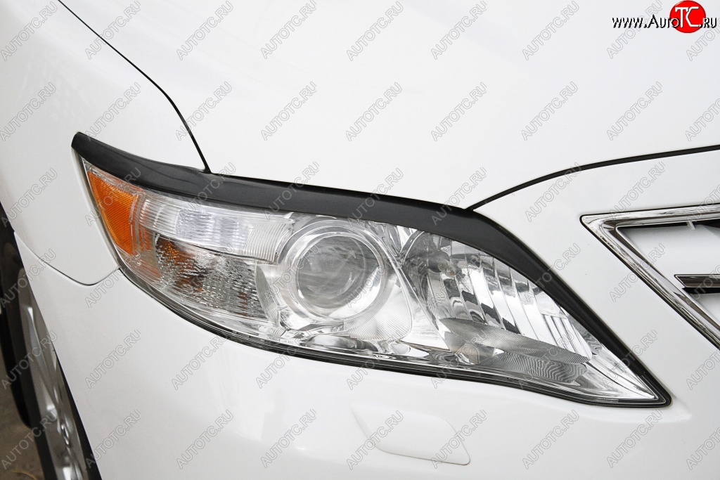 1 129 р. Реснички на фары (рестайлинг) RA Toyota Camry XV40 рестайлинг (2009-2011) (Неокрашенные)  с доставкой в г. Майкоп