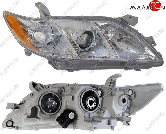 5 999 р. Правая фара SAT (желтый габарит) Toyota Camry XV40 дорестайлинг (2006-2008)  с доставкой в г. Майкоп