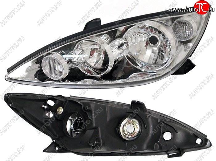 3 369 р. Левая фара SAT (короткое ухо, под электрокорректор) Toyota Camry XV30 рестайлинг (2004-2006)  с доставкой в г. Майкоп