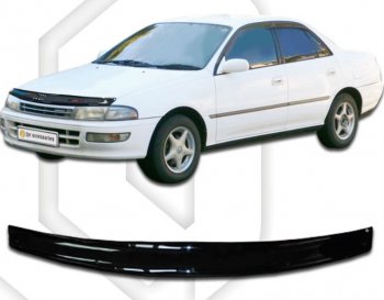 1 999 р. Дефлектор капота CA-Plastiс Toyota Carina T190 седан дорестайлинг (1992-1994) (серия Classic черный, Без надписи)  с доставкой в г. Майкоп. Увеличить фотографию 2