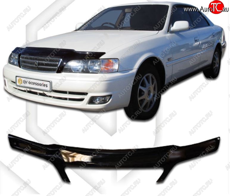 2 199 р. Дефлектор капота CA-Plastiс  Toyota Chaser (1996-2001) (Classic черный, Без надписи)  с доставкой в г. Майкоп