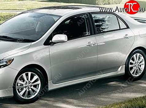 7 399 р. Пороги накладки CT Toyota Corolla E150 седан рестайлинг (2009-2013) (Неокрашенные)  с доставкой в г. Майкоп