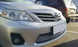 1 539 р. Сетка на бампер Russtal (хром) Toyota Corolla E150 седан рестайлинг (2009-2013)  с доставкой в г. Майкоп. Увеличить фотографию 2