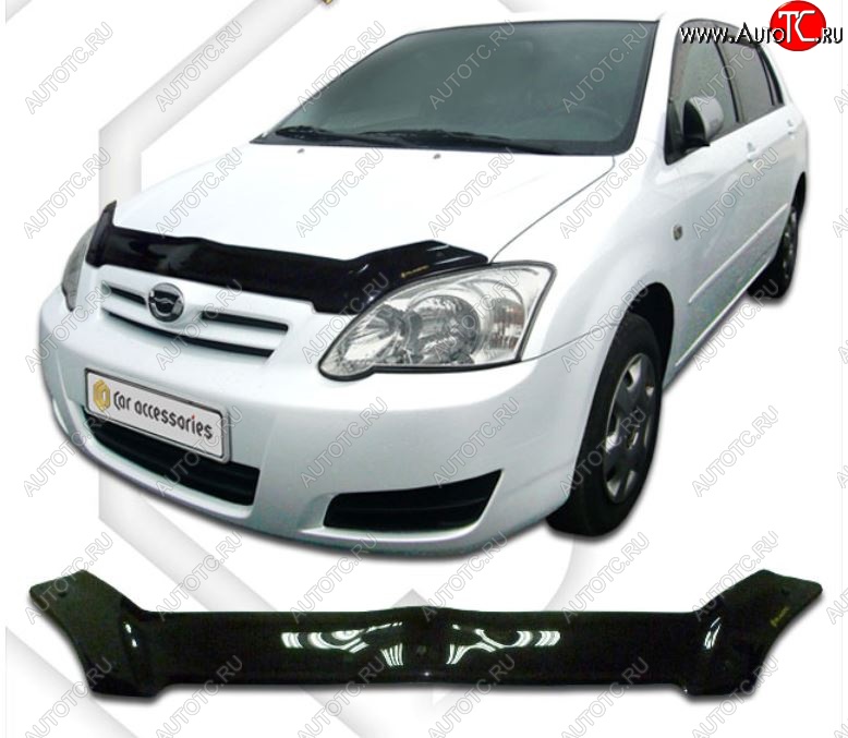 1 999 р. Дефлектор капота (Е121, 123, 124) CA-Plastiс  Toyota Corolla  E120 (2004-2007) хэтчбек рестайлинг (Classic черный, Без надписи)  с доставкой в г. Майкоп