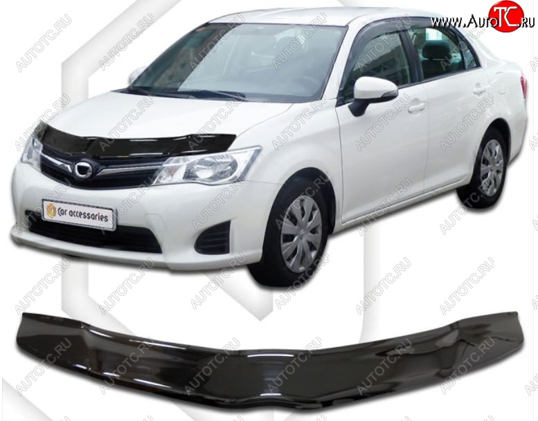 2 079 р. Дефлектор капота CA-Plastiс Toyota Corolla Axio (E160) седан дорестайлинг (2012-2016) (Classic черный, Без надписи)  с доставкой в г. Майкоп