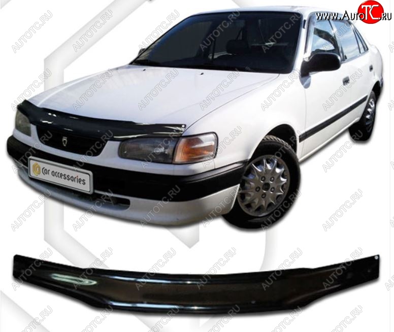 1 899 р. Дефлектор капота CA-Plastiс Toyota Corolla E110 седан дорестайлинг (1997-2000) (Classic черный, Без надписи)  с доставкой в г. Майкоп