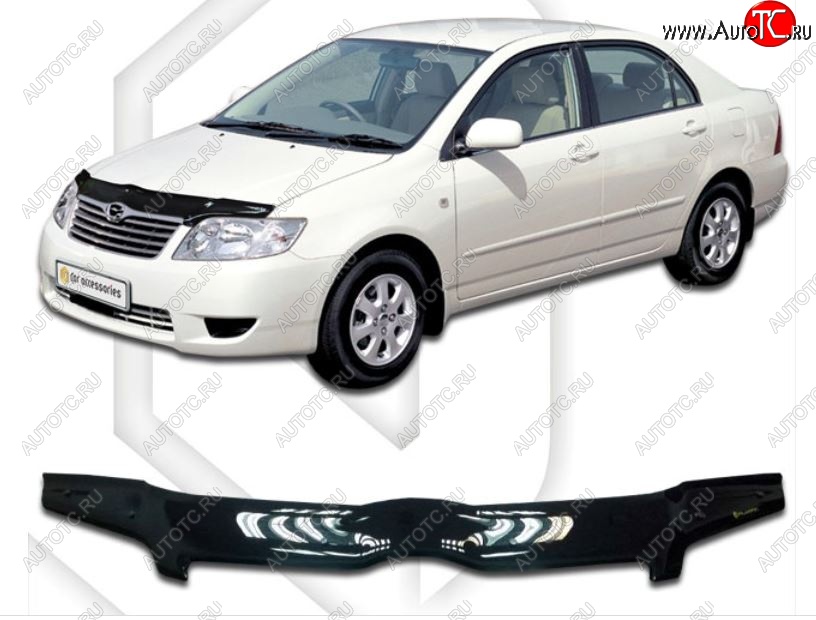 1 999 р. Дефлектор капота CA-Plastiс Toyota Corolla E120 седан рестайлинг (2004-2007) (Classic черный, Без надписи)  с доставкой в г. Майкоп
