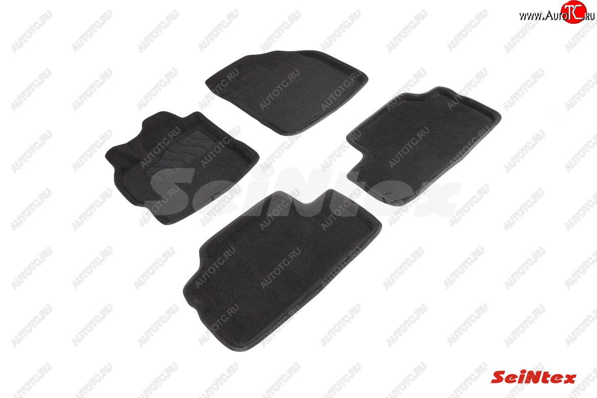 5 449 р. Комплект ворсовых ковриков в салон Seintex (3D)  Toyota Corolla ( E150,  E140) (2006-2013) седан дорестайлинг, седан рестайлинг (Черный)  с доставкой в г. Майкоп