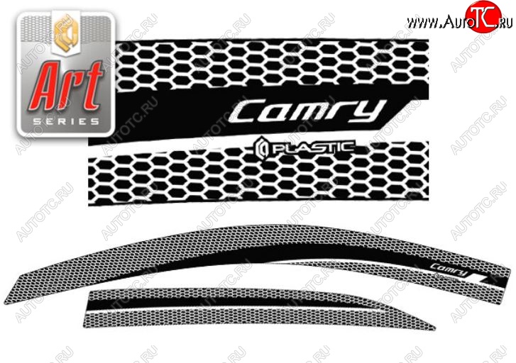 2 159 р. Дефлектора окон CA-Plastic  Toyota Camry  XV40 (2009-2011) рестайлинг (Серия Art черная, Без хром.молдинга, Крепление только на скотч)  с доставкой в г. Майкоп