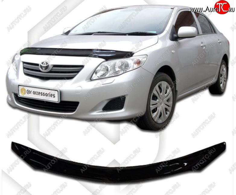 2 099 р. Дефлектор капота CA-Plastiс Toyota Corolla E150 седан дорестайлинг (2006-2010) (Classic черный, Без надписи)  с доставкой в г. Майкоп