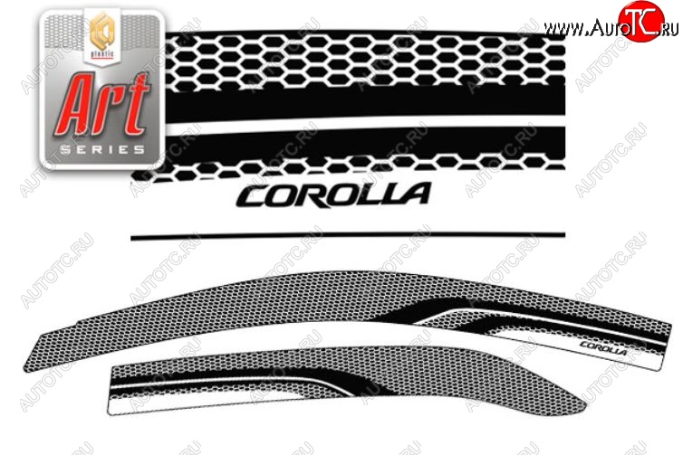 2 199 р. Дефлектора окон CA-Plastic  Toyota Corolla  E150 (2006-2010) седан дорестайлинг (Серия Art черная, Без хром.молдинга, Крепление только на скотч)  с доставкой в г. Майкоп