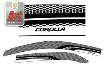 2 199 р. Дефлектора окон CA-Plastic  Toyota Corolla  E150 (2009-2013) седан рестайлинг (Серия Art черная, Без хром.молдинга, Крепление только на скотч)  с доставкой в г. Майкоп. Увеличить фотографию 2