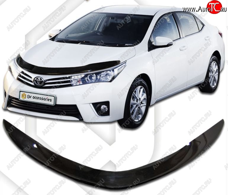 2 079 р. Дефлектор капота CA-Plastiс  Toyota Corolla  E180 (2013-2019) дорестайлинг, рестайлинг (Classic черный, Без надписи)  с доставкой в г. Майкоп