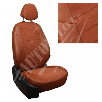 Чехлы сидений AUTOPILOT Алькантара (40/60 с задним подлокотника, Comfort / Prestige) Toyota Corolla  E210 (2018-2022) седан дорестайлинг (Коричневый + Коричневый)