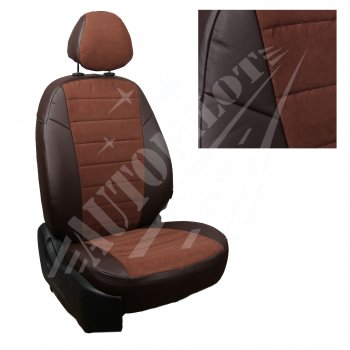 Чехлы сидений AUTOPILOT Алькантара (40/60 с задним подлокотника, Comfort / Prestige) Toyota Corolla  E210 (2018-2022) седан дорестайлинг (Шоколад + Шоколад)