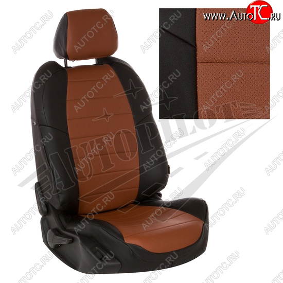 13 849 р. Чехлы сидений AUTOPILOT Экокожа (40/60 с задним подлокотника, Comfort / Prestige)  Toyota Corolla  E210 (2018-2022) седан дорестайлинг (Черный + Коричневый)  с доставкой в г. Майкоп