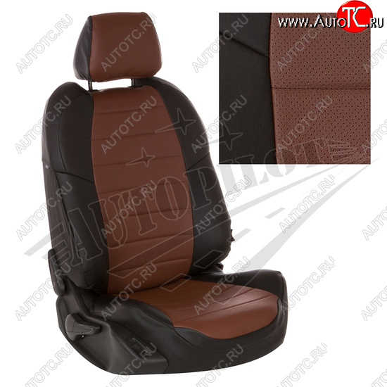 13 849 р. Чехлы сидений AUTOPILOT Экокожа (40/60 с задним подлокотника, Comfort / Prestige)  Toyota Corolla  E210 (2018-2022) седан дорестайлинг (Черный + Темно коричневый)  с доставкой в г. Майкоп