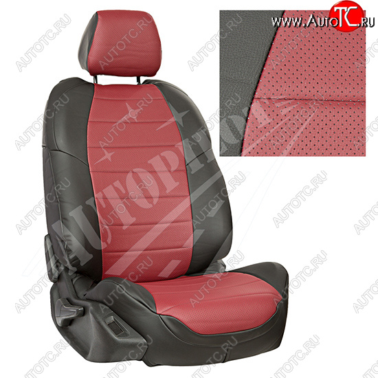 13 849 р. Чехлы сидений AUTOPILOT Экокожа (40/60 с задним подлокотника, Comfort / Prestige)  Toyota Corolla  E210 (2018-2022) седан дорестайлинг (Черный + Бордовый)  с доставкой в г. Майкоп