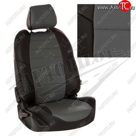 13 849 р. Чехлы сидений AUTOPILOT Экокожа (40/60 с задним подлокотника, Comfort / Prestige)  Toyota Corolla  E210 (2018-2022) седан дорестайлинг (Черный + Серый)  с доставкой в г. Майкоп