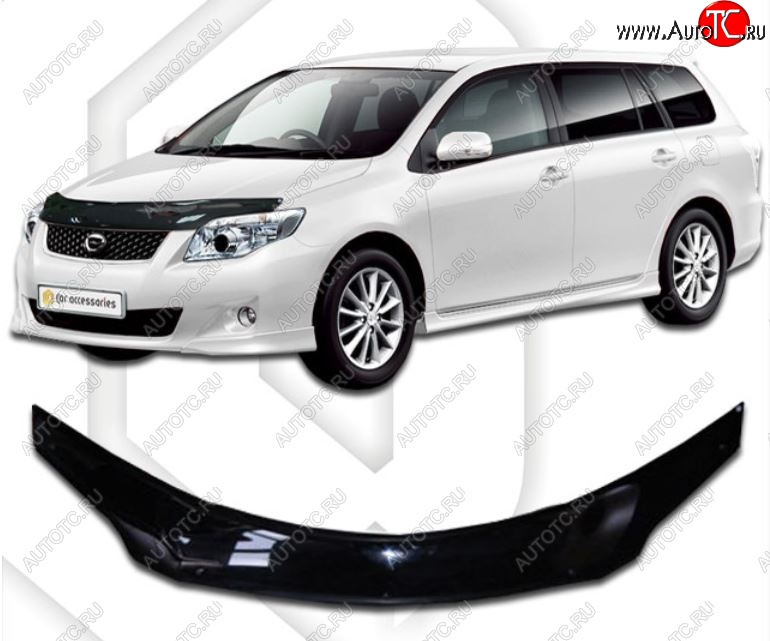 2 079 р. Дефлектор капота CA-Plastiс  Toyota Corolla Fielder  E140 (2006-2012) универсал дорестайлинг, универсал рестайлинг (Classic черный, Без надписи)  с доставкой в г. Майкоп