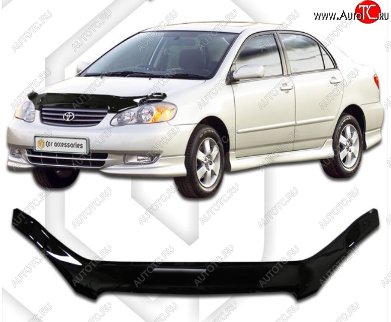 1 999 р. Дефлектор капота CA-Plastiс  Toyota Corolla  E130 (2003-2007) седан USA (Classic черный, Без надписи)  с доставкой в г. Майкоп