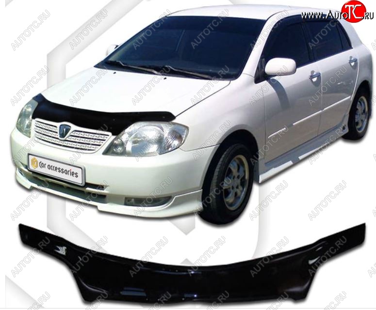 2 159 р. Дефлектор капота (E121-124 до 2002) CA-Plastiс  Toyota Corolla Runx  E120 (1999-2002) хэтчбэк 5 дв. дорестайлинг (Classic черный, Без надписи)  с доставкой в г. Майкоп