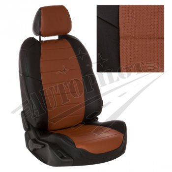 Чехлы сидений AUTOPILOT Экокожа (40/60 без подлокотника, Standart / Classic) Toyota Corolla  E210 (2018-2022) седан дорестайлинг (Черный + Коричневый)