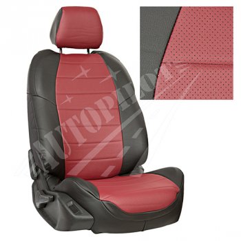 Чехлы сидений AUTOPILOT Экокожа (40/60 без подлокотника, Standart / Classic) Toyota Corolla  E210 (2018-2022) седан дорестайлинг (Черный + Бордовый)