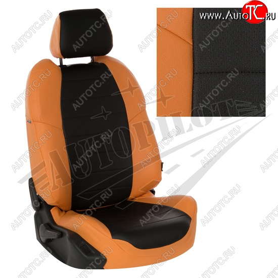 13 849 р. Чехлы сидений AUTOPILOT Экокожа (40/60 без подлокотника, Standart / Classic)  Toyota Corolla  E210 (2018-2022) седан дорестайлинг (Оранжевый + Черный)  с доставкой в г. Майкоп