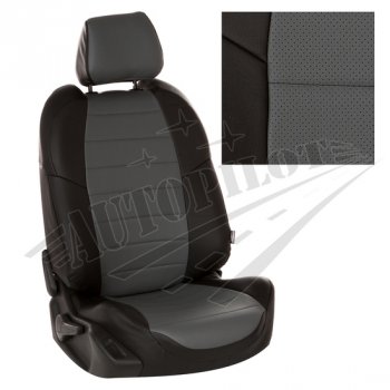 Чехлы сидений AUTOPILOT Экокожа (40/60 без подлокотника, Standart / Classic) Toyota Corolla  E210 (2018-2022) седан дорестайлинг (Черный + Серый)