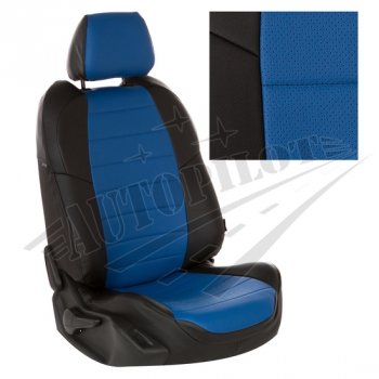 Чехлы сидений AUTOPILOT Экокожа (40/60 без подлокотника, Standart / Classic) Toyota Corolla  E210 (2018-2022) седан дорестайлинг (Черный + Синий)