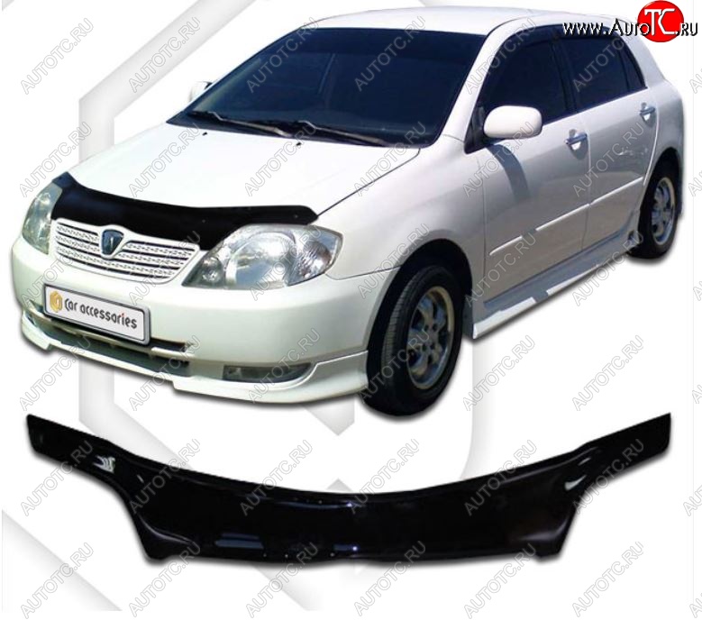 2 159 р. Дефлектор капота CA-Plastiс Toyota Allex E12# рестайлинг (2002-2004) (Classic черный, Без надписи)  с доставкой в г. Майкоп