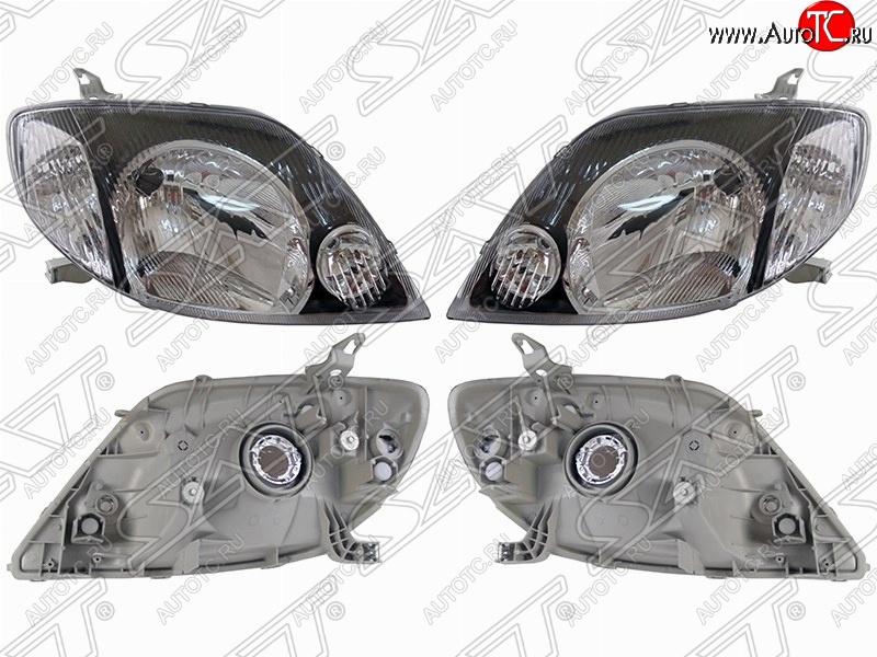 7 899 р. Фара передняя SAT (комплект, черные) Toyota Corolla Fielder E120 универсал дорестайлинг (2000-2002)  с доставкой в г. Майкоп