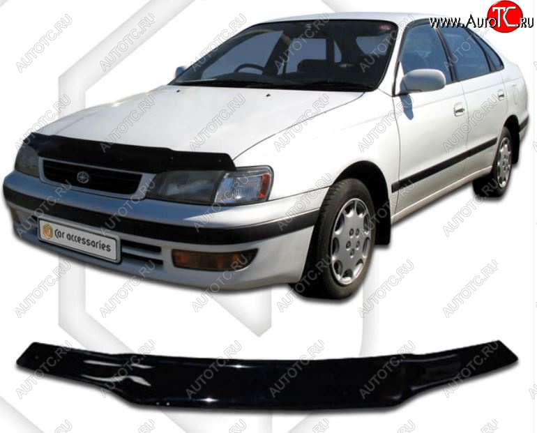 1 899 р. Дефлектор капота CA-Plastiс  Toyota Corona  T190 (1992-1994) седан дорестайлинг (Classic черный, Без надписи)  с доставкой в г. Майкоп