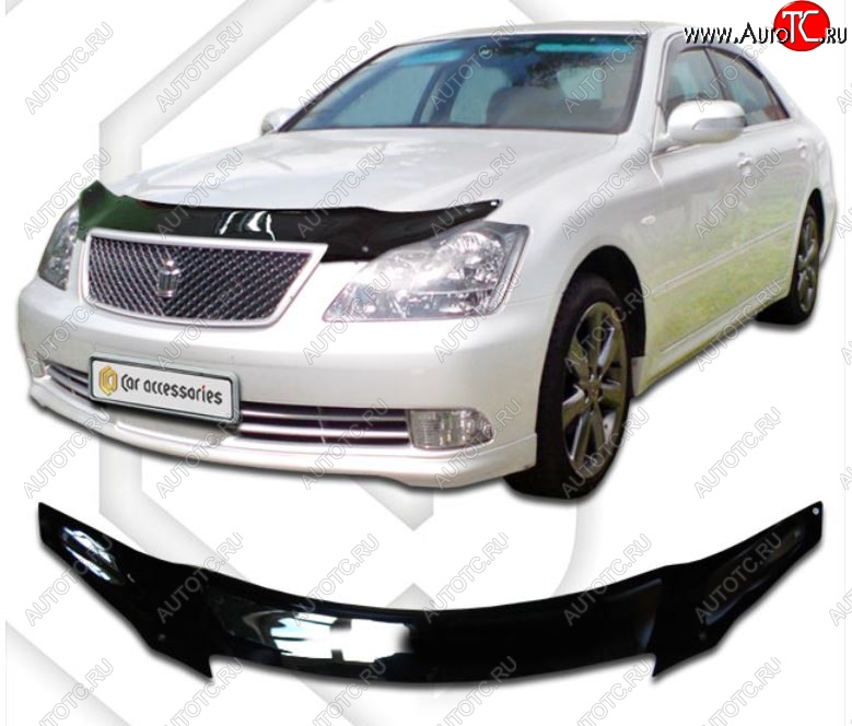 2 199 р. Дефлектор капота CA-Plastiс  Toyota Crown  S180 (2005-2008) седан рестайлинг (Classic черный, Без надписи)  с доставкой в г. Майкоп