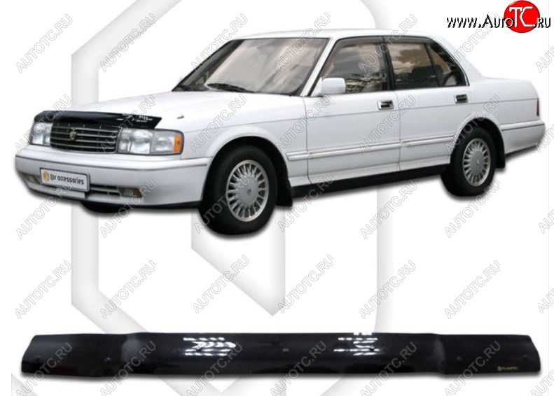 1 899 р. Дефлектор капота CA-Plastiс  Toyota Crown  S130 (1991-1999) седан 2-ой рестайлинг (Classic черный, Без надписи)  с доставкой в г. Майкоп