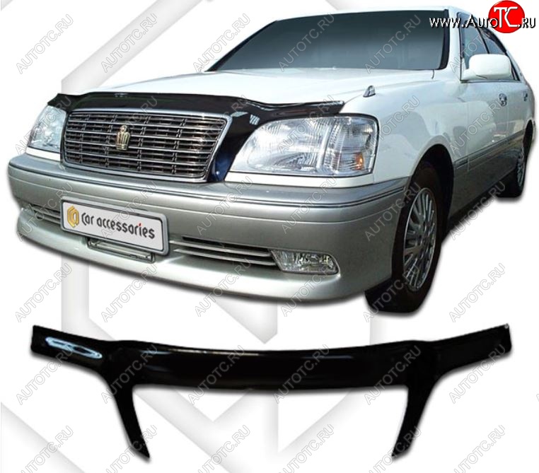 2 599 р. Дефлектор капота CA-Plastiс exclusive Toyota Crown S170 седан (1999-2003) (серия Classic черный, Без надписи)  с доставкой в г. Майкоп