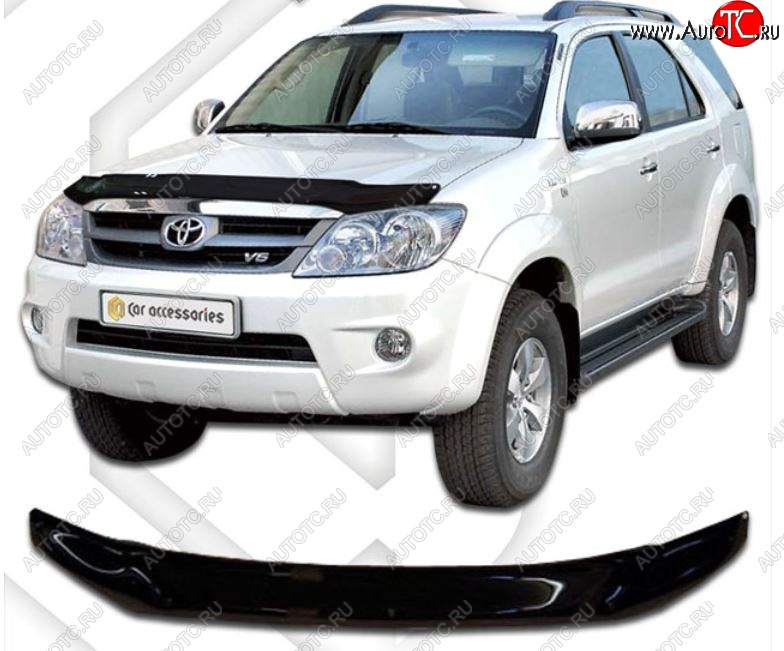 2 079 р. Дефлектор капота CA-Plastiс  Toyota Fortuner  AN50/AN60 (2004-2008) дорестайлинг (Classic черный, Без надписи)  с доставкой в г. Майкоп