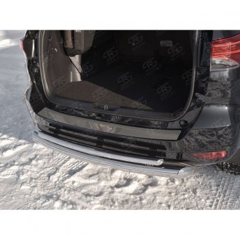 1 999 р. Накладка на задний бампер (лист нерж зеркальный) Russtal Toyota Fortuner AN160 дорестайлинг (2015-2020)  с доставкой в г. Майкоп. Увеличить фотографию 2