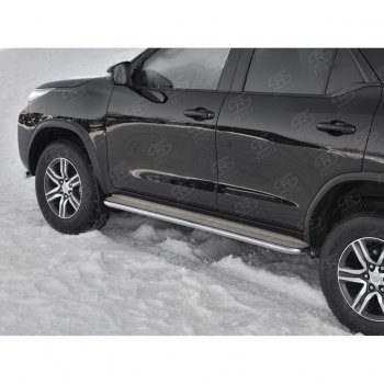 35 549 р. Порожки для ног (труба Ø42) SLITKOFF  Toyota Fortuner  AN160 (2015-2025) дорестайлинг, рестайлинг (лист - нержавейка, профиль - нержавейка)  с доставкой в г. Майкоп. Увеличить фотографию 4