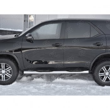 24 549 р. Пороги труба d76 с накладкой (v1) SLITKOFF  Toyota Fortuner  AN160 (2015-2025) дорестайлинг, рестайлинг  с доставкой в г. Майкоп. Увеличить фотографию 2