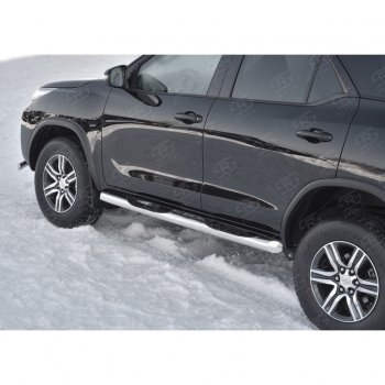 24 549 р. Пороги труба d76 с накладкой (v1) SLITKOFF  Toyota Fortuner  AN160 (2015-2025) дорестайлинг, рестайлинг  с доставкой в г. Майкоп. Увеличить фотографию 4