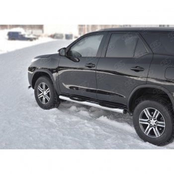 22 549 р. Пороги труба d76 с накладкой (v2) SLITKOFF  Toyota Fortuner  AN160 (2015-2025) дорестайлинг, рестайлинг  с доставкой в г. Майкоп. Увеличить фотографию 2